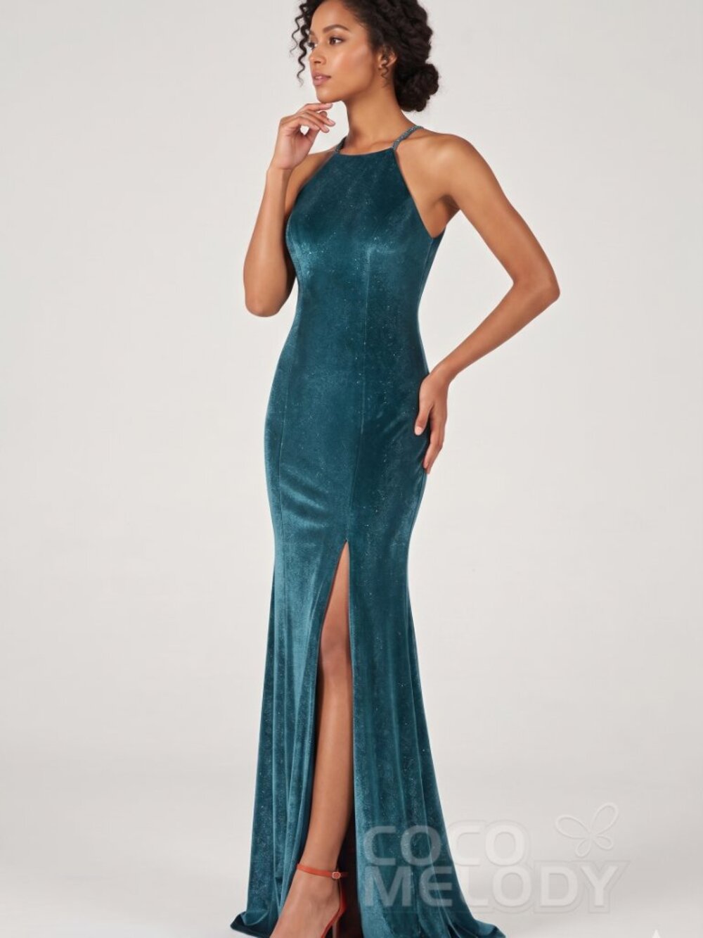 Cocomelody Forest Green Velvet Mermaid Bridesmaid Dress Style #CB0372 Size 16
